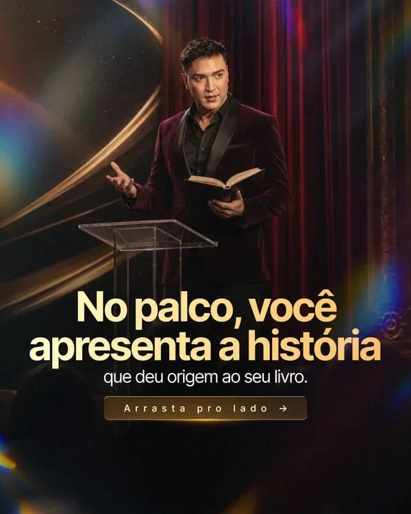No palco, você apresenta a história que deu origem ao seu livro